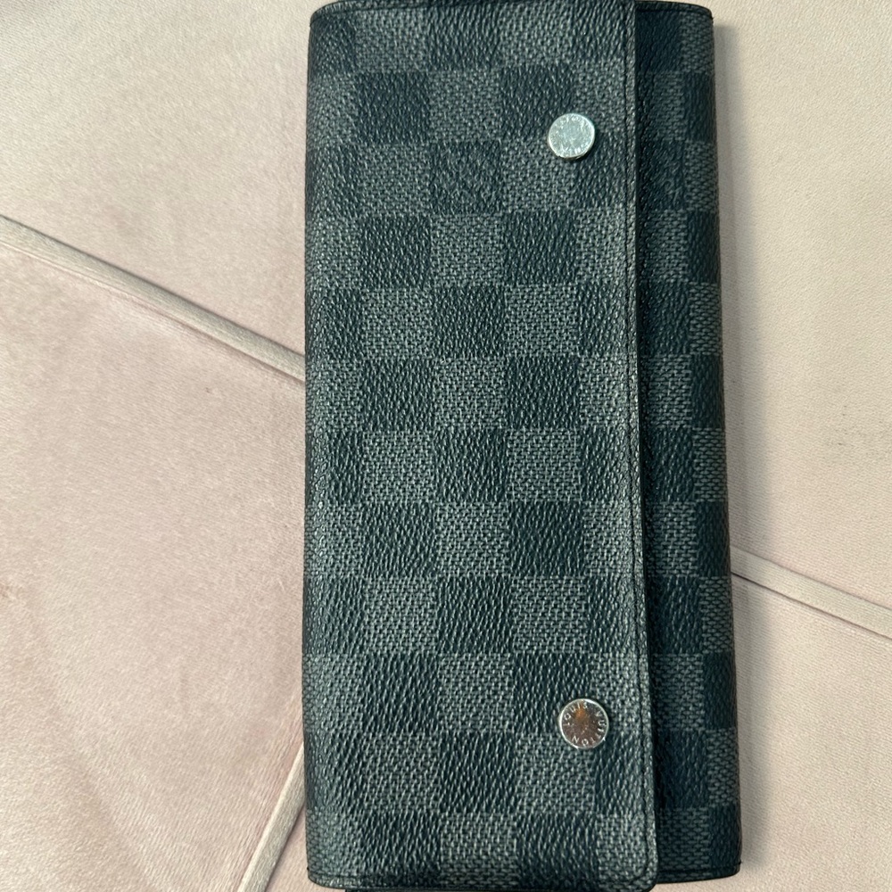 Lv Checkered Black Wallet